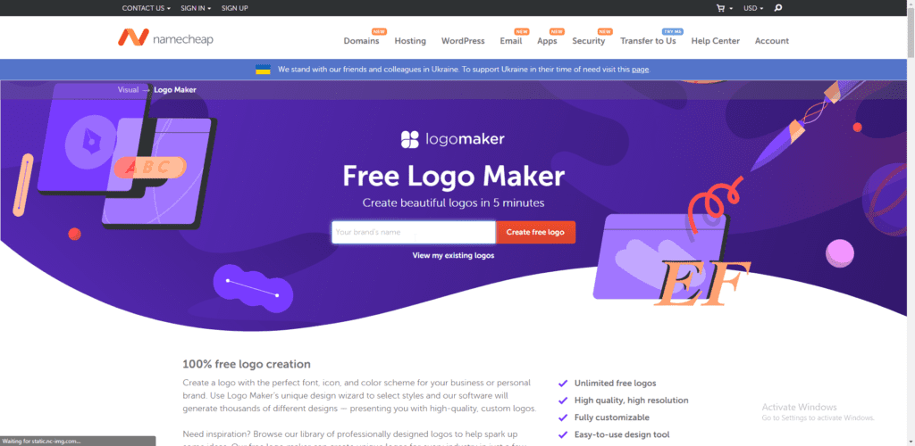 Namecheap logo maker tool