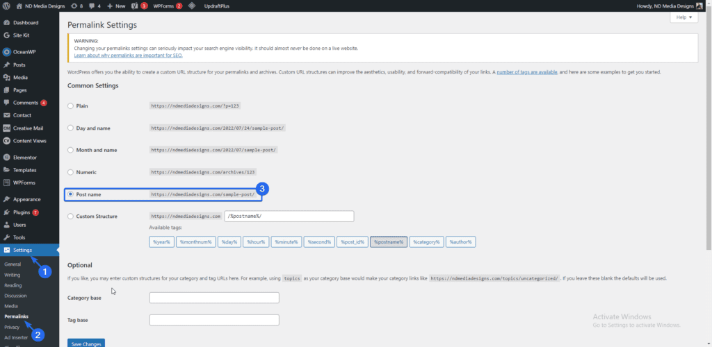 permalink structure for technical seo