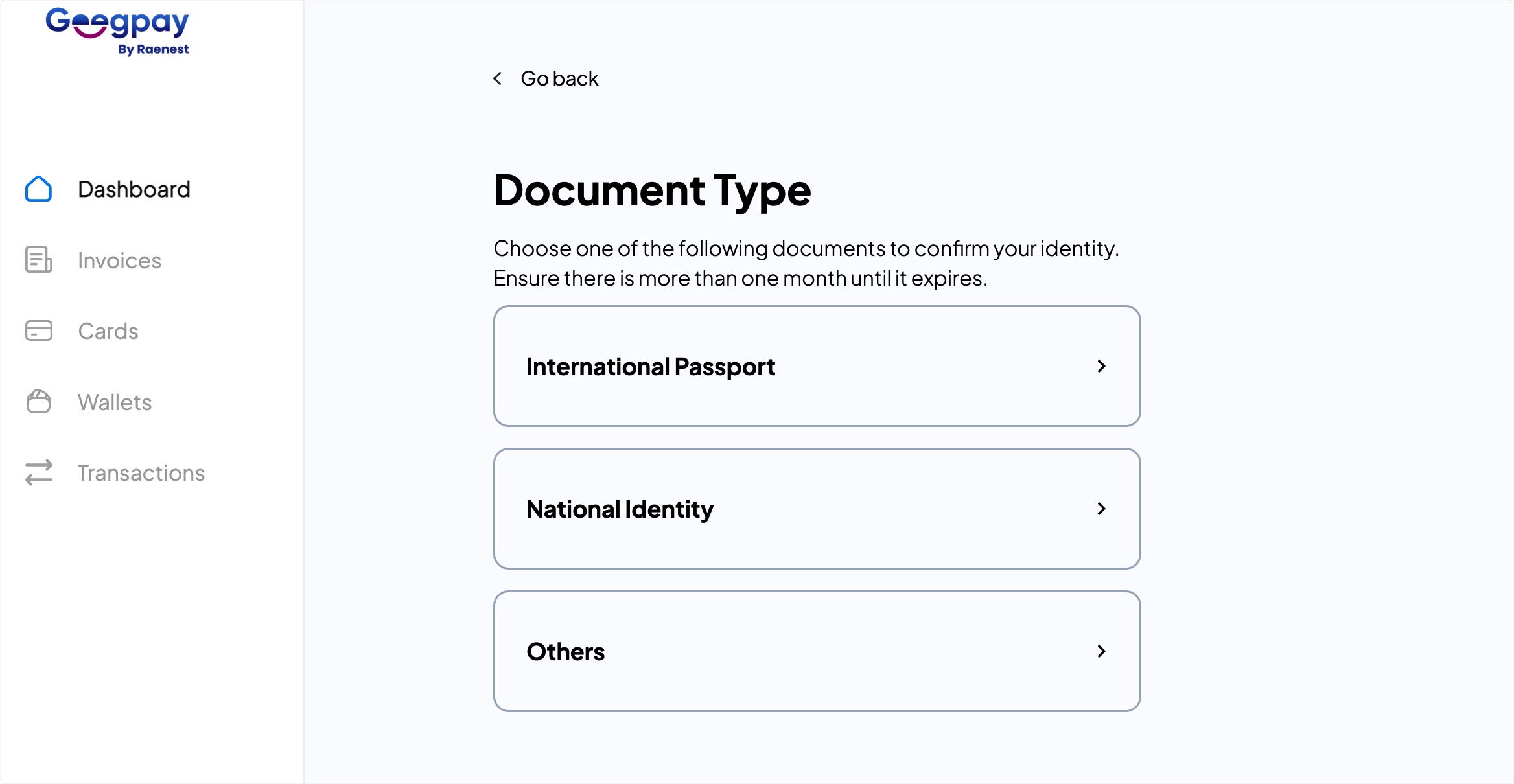 Select ID type