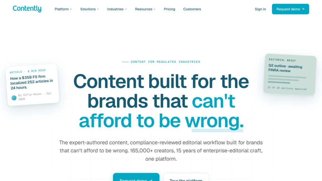 Contently homepage - ND Media Designs Contently homepage, a marketplace connecting freelance writers with brand clients
