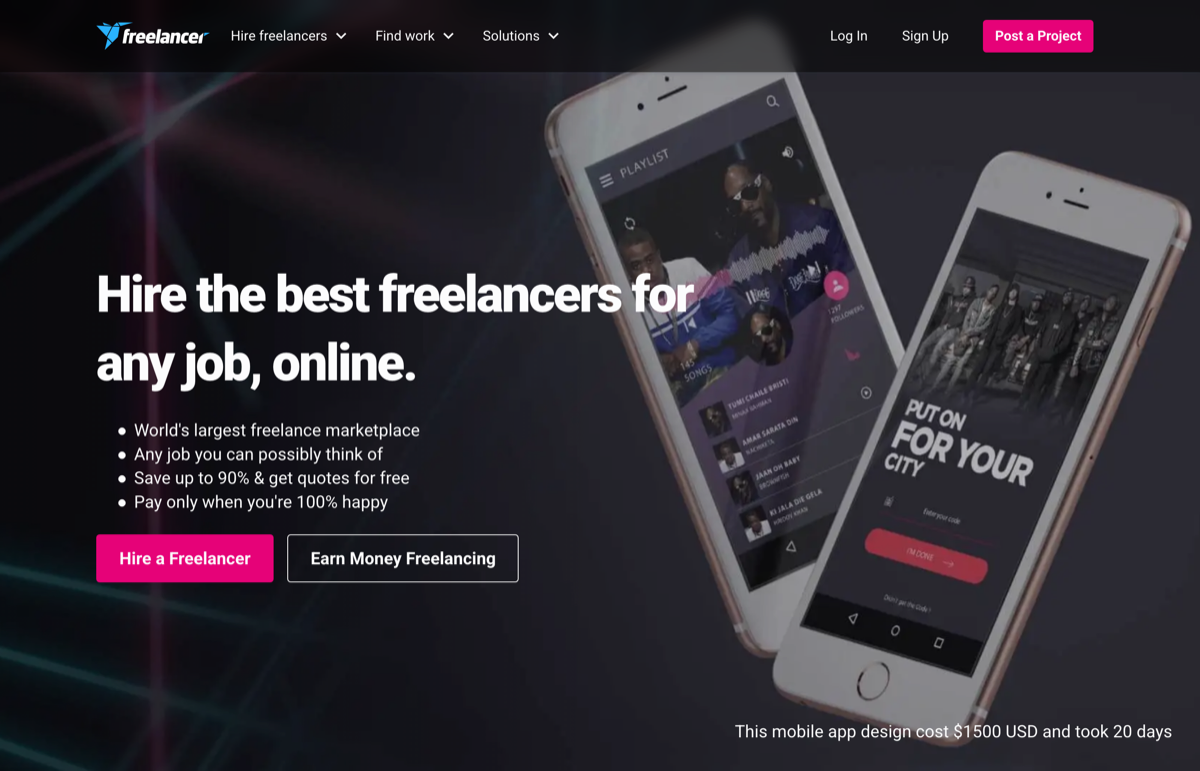 Freelancer.com marketplace - ND Media Designs Freelancer.com homepage, a freelance marketplace for finding remote clients online