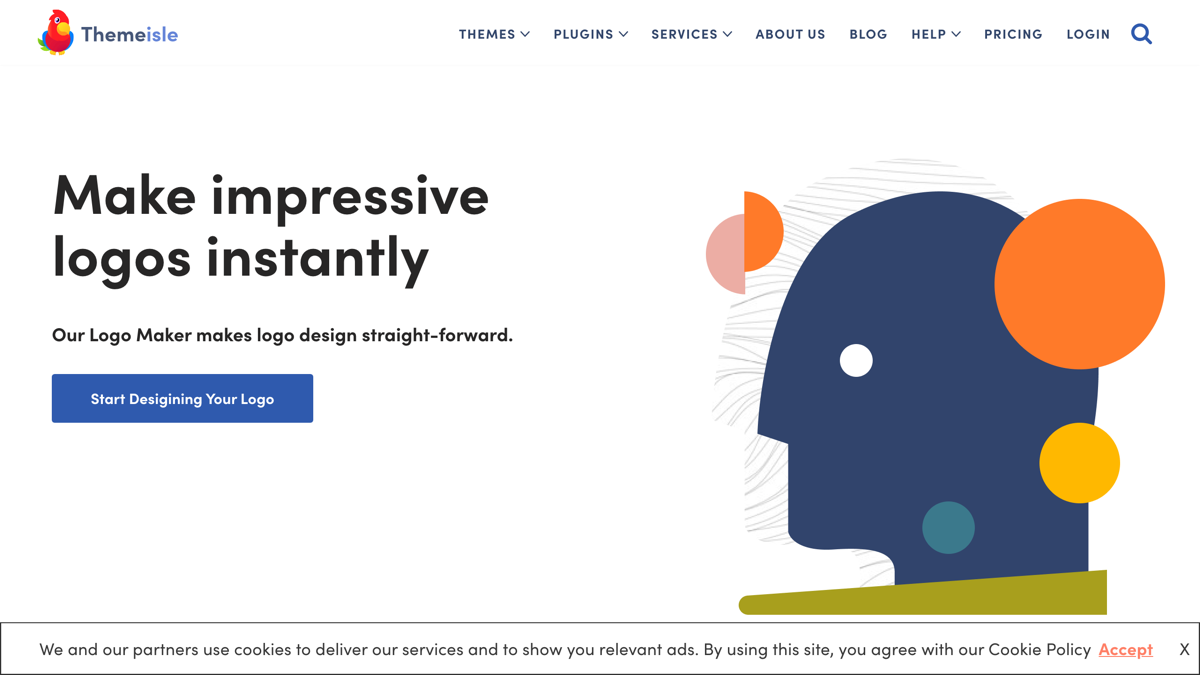 Themeisle Logo Maker - ND Media Designs Themeisle Logo Maker homepage showing free logo design tool